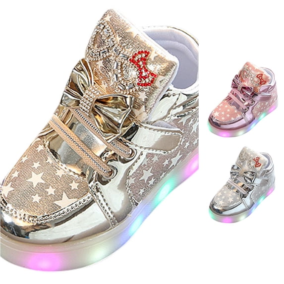 QTSHPN Sneakers for Girls Unisex LED Light High Top Light Flashing Trainers USB Charging Shoes for Children Shoes for Kids