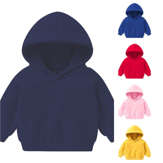 QTSHPN Toddler Hoodie Boys Girls Pullover Sweatshirt Children Solid Plus Hooded Color Top Kids Hoodie
