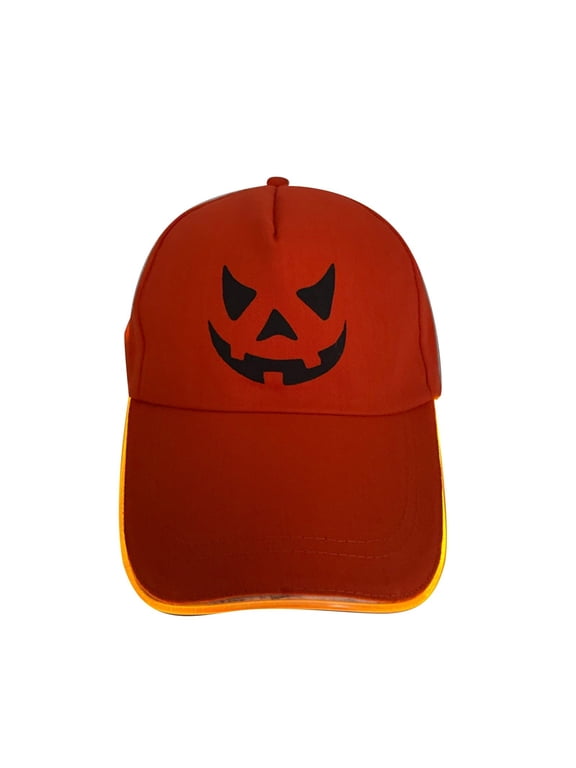 Visor Hats for Women Halloween Pumpkin LED Light up Baseball Cap Glow Brim Hat Adjustable Party Cosplay Womens Hats