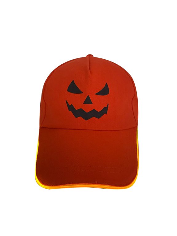 Visor Hats for Women Halloween Pumpkin LED Light up Baseball Cap Glow Brim Hat Adjustable Party Cosplay Womens Hats