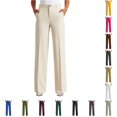 thumbnail image 1 of QTSHPN Wide Leg Pants Women Pure Color Linen Blend Casual Trousers Loose Comfortable Elastic Waist Summer Fashion Versatile Work Pants Women Beige XXXL, 1 of 5