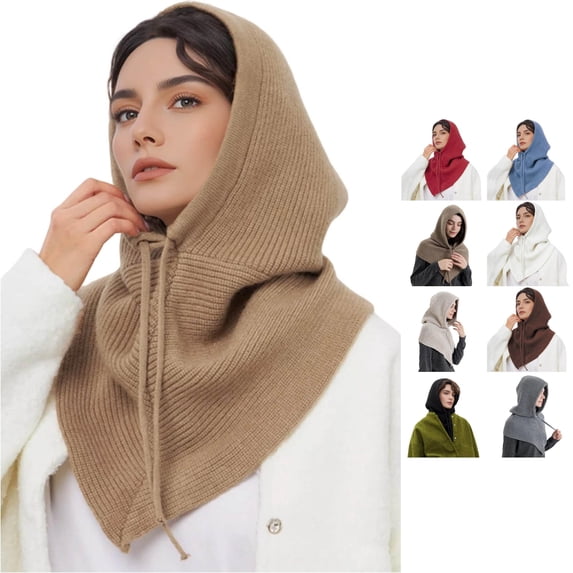 QTSHPN Winter Hat and Scarf Set for Women Unisex Knit Scarf Hat 2 in 1 Convertible Winter Neck Warmer Cold Weather Adult Winter Hats for Women & Men