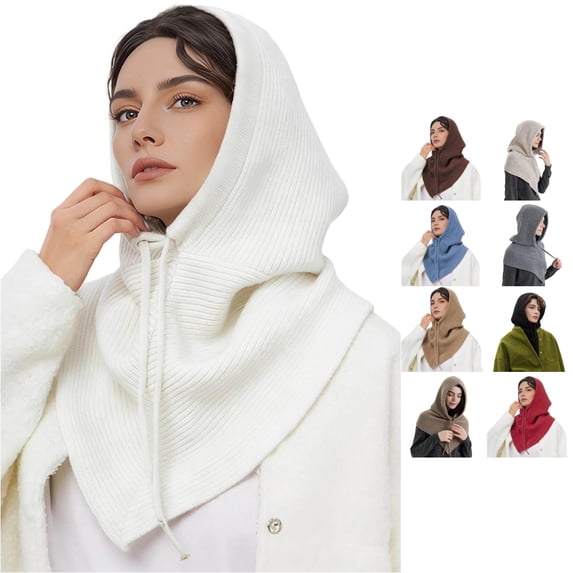 QTSHPN Winter Hat and Scarf Set for Women Unisex Knit Scarf Hat 2 in 1 Convertible Winter Neck Warmer Cold Weather Adult Winter Hats for Women & Men