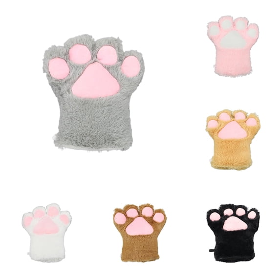 QTSHPN Winter Warm Gloves Winter Cat Fingerless Cosplay Mittens Performance Events Fashion Gloves for Women Grey One Size