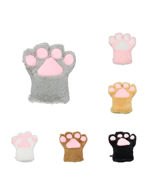 Winter Warm Gloves Winter Cat Fingerless Cosplay Mittens Performance Events Fashion Gloves for Women Grey One Size