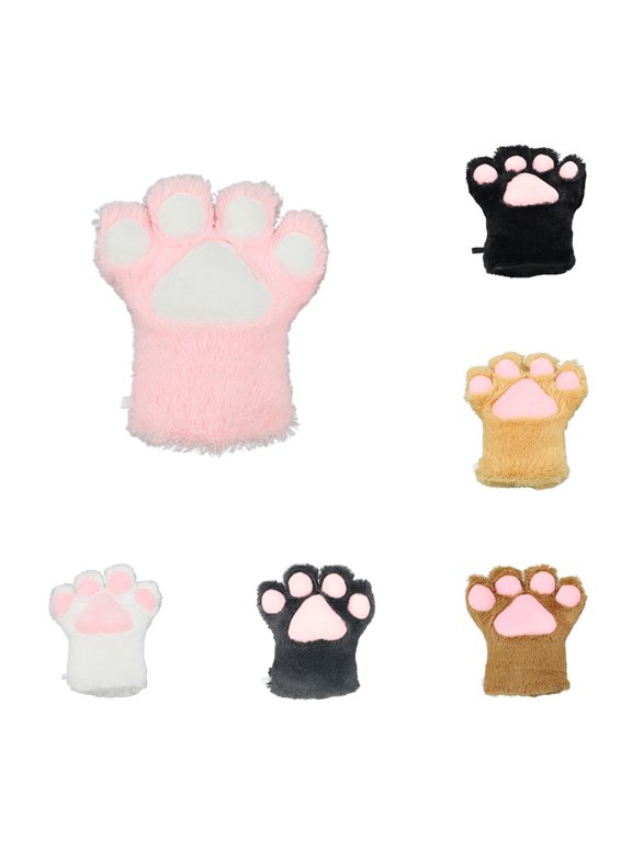 Winter Warm Gloves Winter Cat Fingerless Cosplay Mittens Performance Events Fashion Gloves for Women Pink One Size