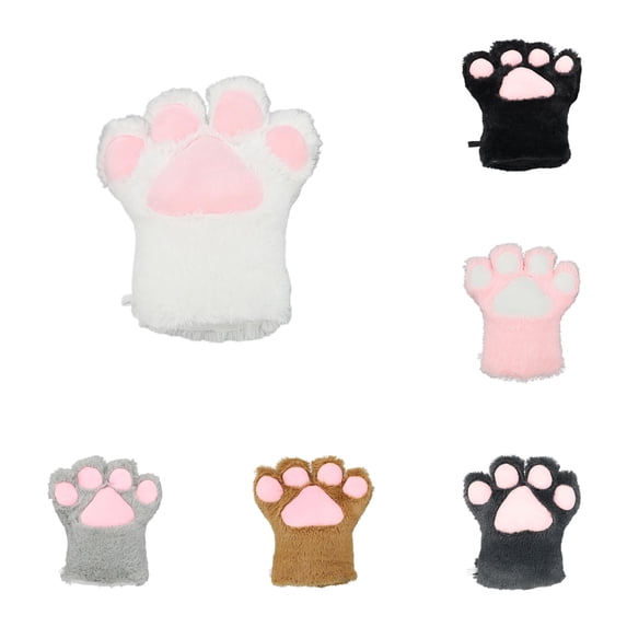 QTSHPN Winter Warm Gloves Winter Cat Fingerless Cosplay Mittens Performance Events Fashion Gloves for Women White One Size