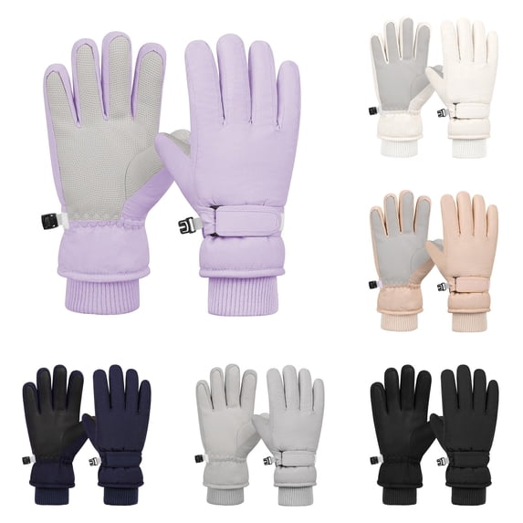 QTSHPN Winters Warm Gloves Kids Winter Ski Children Girls Boys Thermal Snowboard Snow Mittens Cold Weather Fashion Mittens for Women Purple 9-10 Years