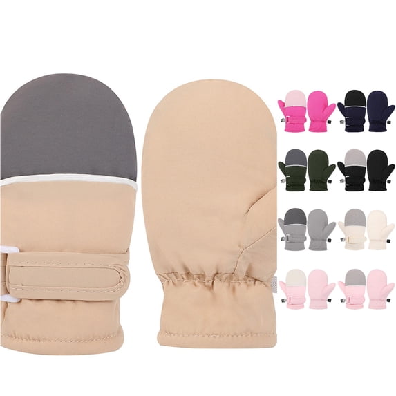 QTSHPN Winters Warm Gloves Toddler Mittens Skiing Snow Kids Baby Winter Girls Boys Cold Weather Fashion Mittens for Women Khaki_002 6-24 Months