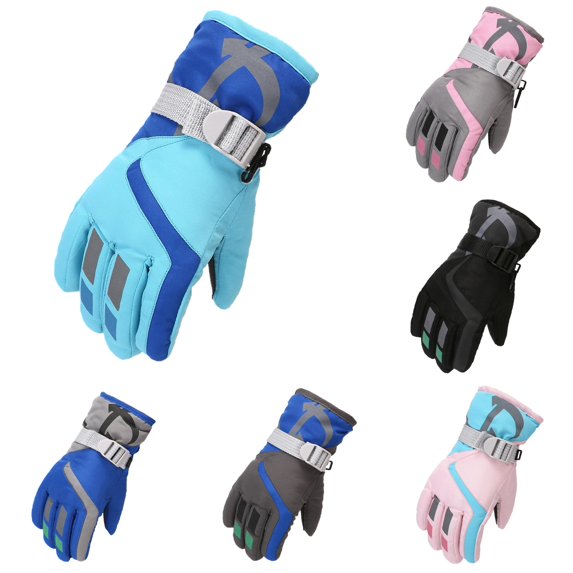 QTSHPN Winters Warm Gloves Windproof S M L Size Winter Warm Boys Outdoor Skating Kids Ski Girls Snowboarding Mittens Cold Weather Fashion Mittens for Women Sky Blue 4-7 Years