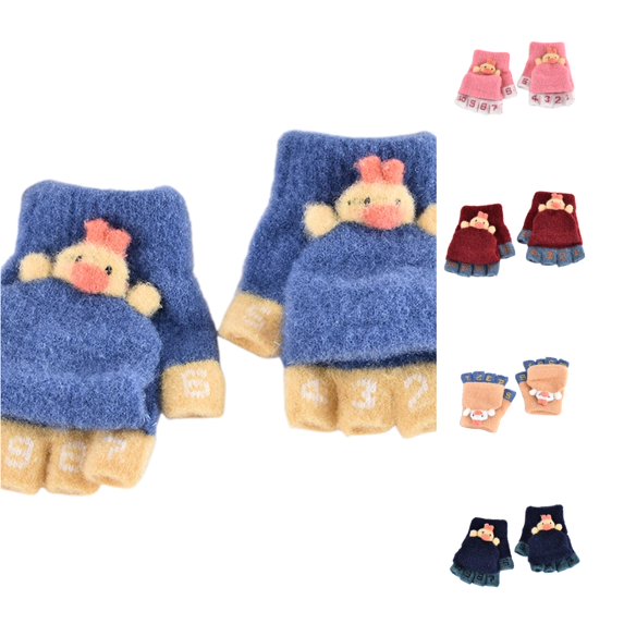QTSHPN Winters Warm Gloves Winter Toddler Kids Boys Girls Soft Warm Wool Children Thermal Knit Cold Weather Fashion Mittens for Women Sky Blue 2-6 Years