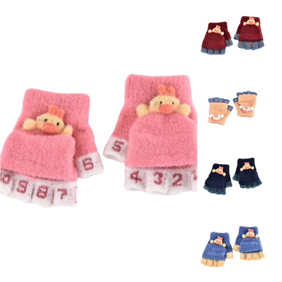 QTSHPN Winters Warm Gloves Winter Toddler Kids Boys Girls Soft Warm Wool Children Thermal Knit Cold Weather Fashion Mittens for Women Pink 2-6 Years