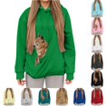 thumbnail image 1 of QTSHPN Women Hoodies Winter Hooded Sweatshirt Pocket Pouch Cat Mom Comfort Long Sleeve Pullover Fall Sweatshirts for Women Green L, 1 of 6
