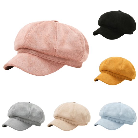 QTSHPN Womens Beret Hat Solid Color Eight Beret Hat Small Face Versatile Daily Fashion Classic French Women's Hats Pink One Size