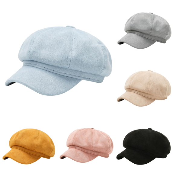 QTSHPN Womens Beret Hat Solid Color Eight Beret Hat Small Face Versatile Daily Fashion Classic French Women's Hats Sky Blue One Size