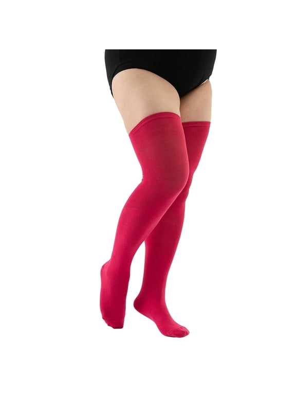 Womens Stockings Plus Size Over Knee Extra Long Thigh High Stretchy Nylon Pantyhose Layer Under Dresses Socks Women
