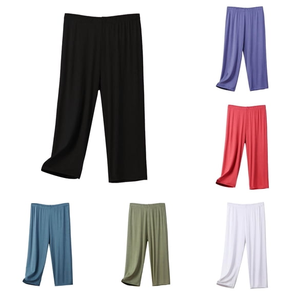 QTSHPN Womens Wide Leg Pants High Waisted Casual Drawstring Elastic Trousers Comfy Straight Leg Cropped Solid Color with Pockets Fashion Women Capri Pants Red XXXXXXXL