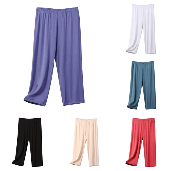 QTSHPN Womens Wide Leg Pants High Waisted Casual Drawstring Elastic Trousers Comfy Straight Leg Cropped Solid Color with Pockets Fashion Women Capri Pants Beige XXXXXXXXL