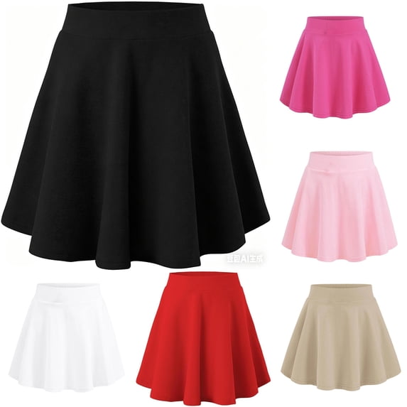 QTSHPN Workout Skirts for girls Casual Skater Summer Pure Color Stretch Waist Comfortable Play Short Tennis Fashion Long Skirts for Girl Dark Blue 9-10 Years