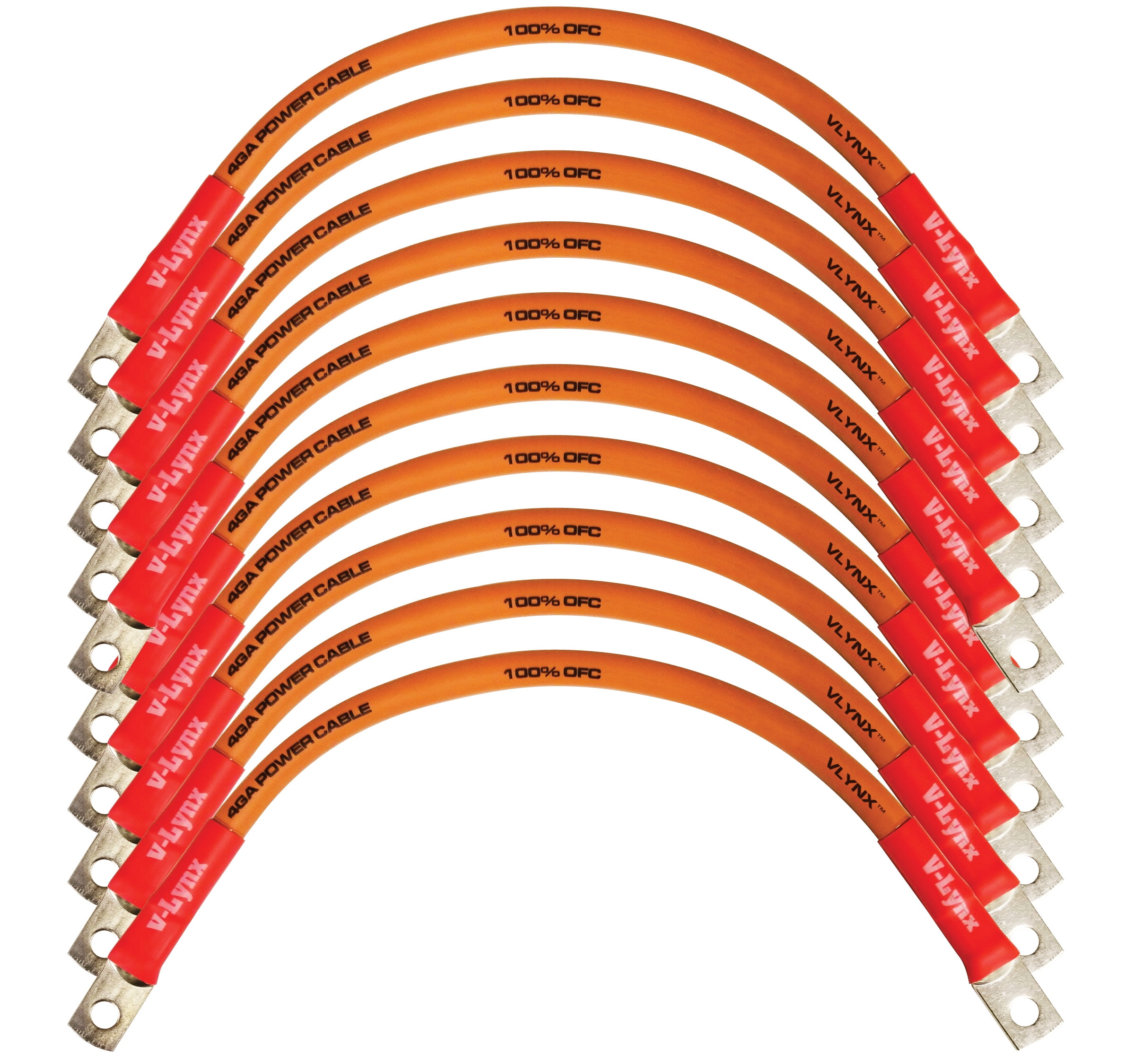 QTY 10 Battery Cable VBL4-O 4 Gauge AWG 9" 100% OFC Copper Flexible Orange Vlynx Durable Wire Battery Connector MADE IN USA