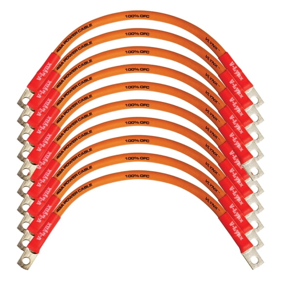 QTY 10 Battery Cable VBL4-O 4 Gauge AWG 9" 100% OFC Copper Flexible Orange Vlynx Durable Wire Battery Connector MADE IN USA