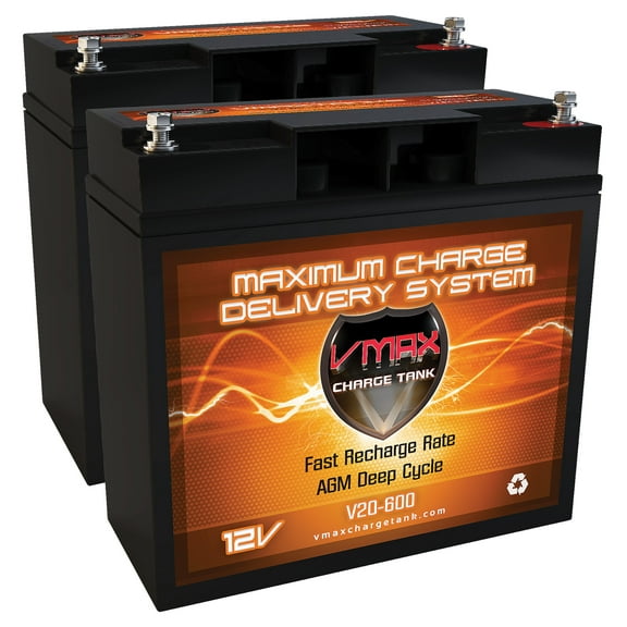QTY 2 V20-600 AGM Group 1/2 U1 Deep Cycle Battery Replacement for DDC Shoprider 777E 12V 20Ah Wheelchair Battery