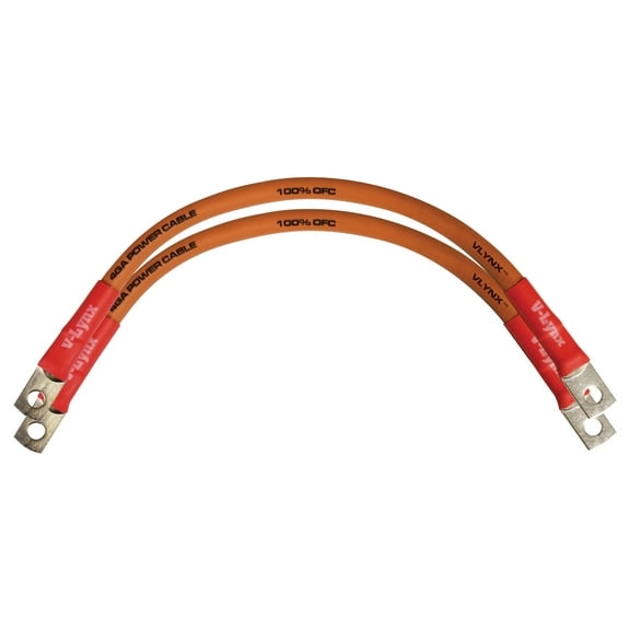 QTY 2 VBL4-O Cable 4 Gauge AWG 9" 100% OFC Copper Flexible Orange Vlynx Durable Wire Battery Connector MADE IN USA