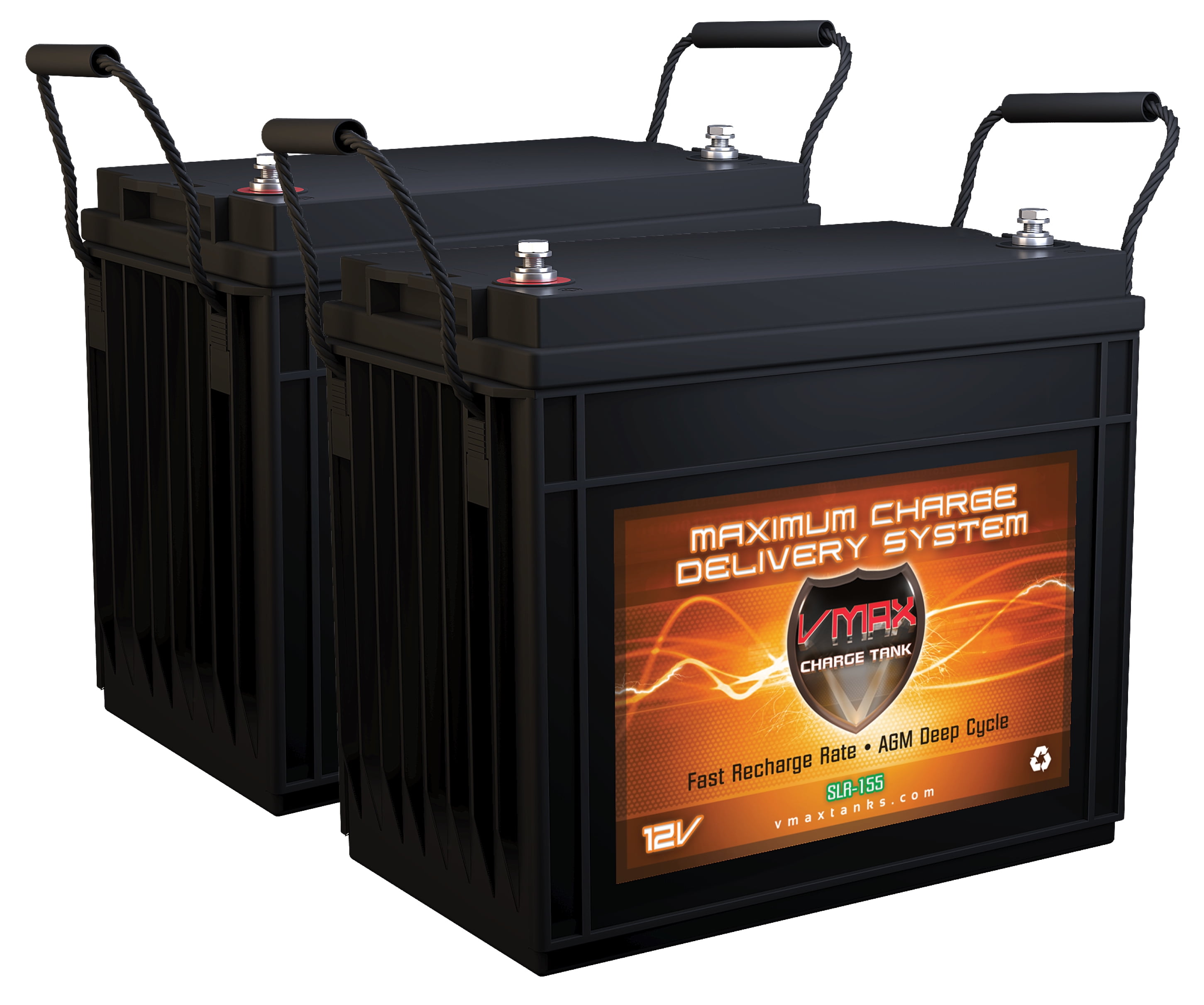 QTY 2 VMAX SLR155 12V AGM 155Ah (310 Ah total) Deep Cycle Rechargeable Solar Battery for use with Silentwind 24V Wind Turbine