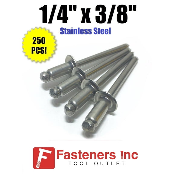 (QTY 250) POP Rivets ALL Stainless Steel 8-6 1/4" x 3/8" Grip Range