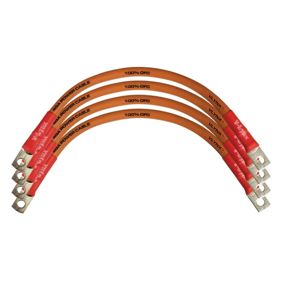 QTY 4 VBL4-O Cable 4 Gauge AWG 9" 100% OFC Copper Flexible Orange Vlynx Durable Wire for Golf Carts Battery Connector MADE IN USA