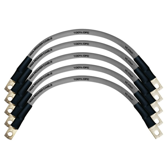 QTY 5 Battery Cable VBL4-S 4 Gauge AWG 9" 100% OFC Copper Flexible VLYNX Wire Hand Machine Crimped MADE IN USA