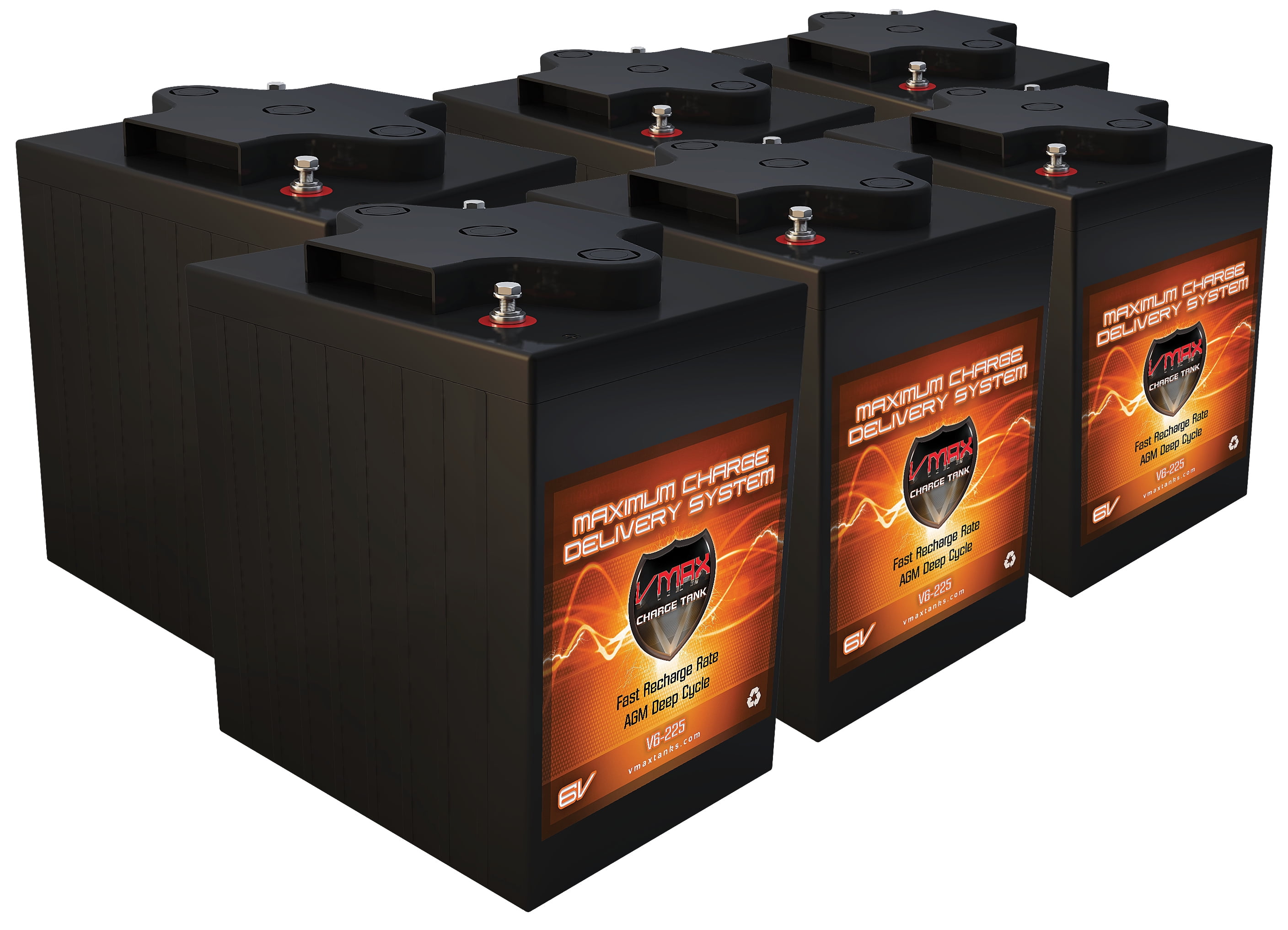 QTY 6 VMAX 6V AGM 36V Battery pkg 225ah 6 volts ea high capacity golf cart solar commercial golf cart maintenance free 6Volt battery