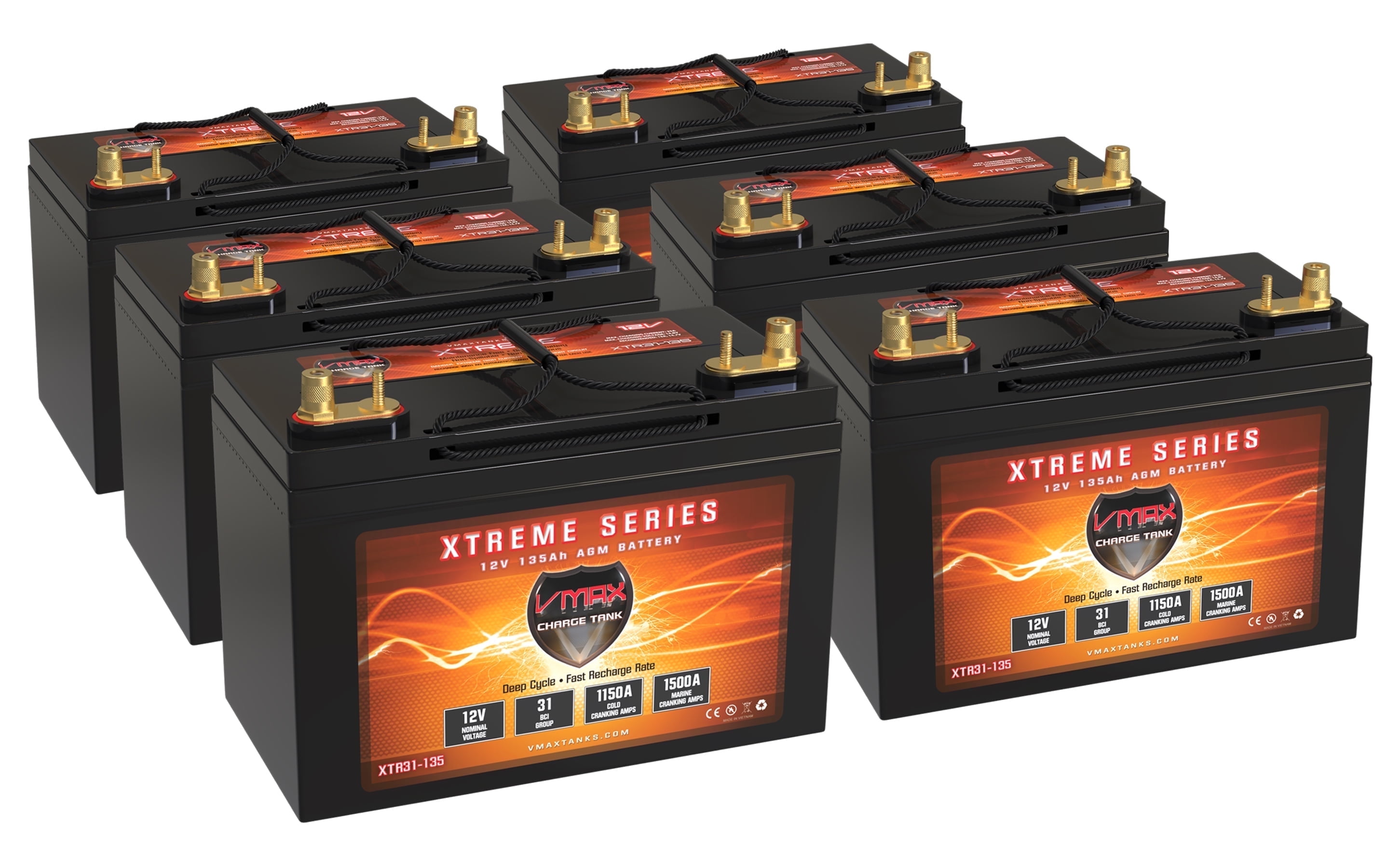 QTY 6 XTR31-135 Gem Car Replacement Batteries Vmax AGM for E2 E4 E6 Es El Elxd