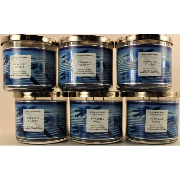 QTY 6 x Bath & Body Works PARADISE SUNSET 3 Wick 14.5 Oz Scented Candle