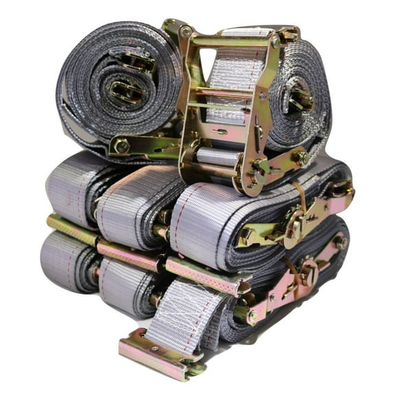 QTY 8 - 2"x 16 ft. Logistic Van Ratchet E-Track Straps w/ Spring E Fittings