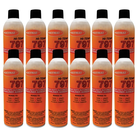 QTY12 Polymat 797 Hi Temp Spray Adhesive 20oz Can high temp headliner glue