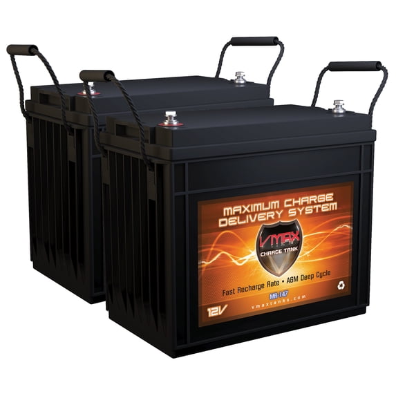 QTY2 VMAX MR147-155 12V 155AH AGM Deep Cycle Batteries for Minn Kota Riptide SF 80 Saltwater Bow-Mount 24V 80lb Trolling Motor