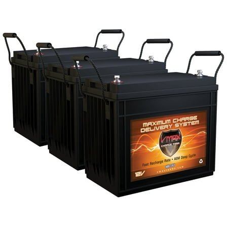 QTY3 VMAX MR147-155 12V 155AH AGM Deep Cycle Batteries for Minn Kota Fortrex 112/HC/BG Freshwater 36V 112lbs Trolling Motor
