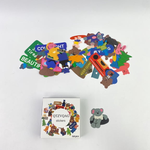 QTZVQAG Stickers,Cute Boxed DIY Decoration Mini Size Bear Theme Adhesive Paper Stickers for cars