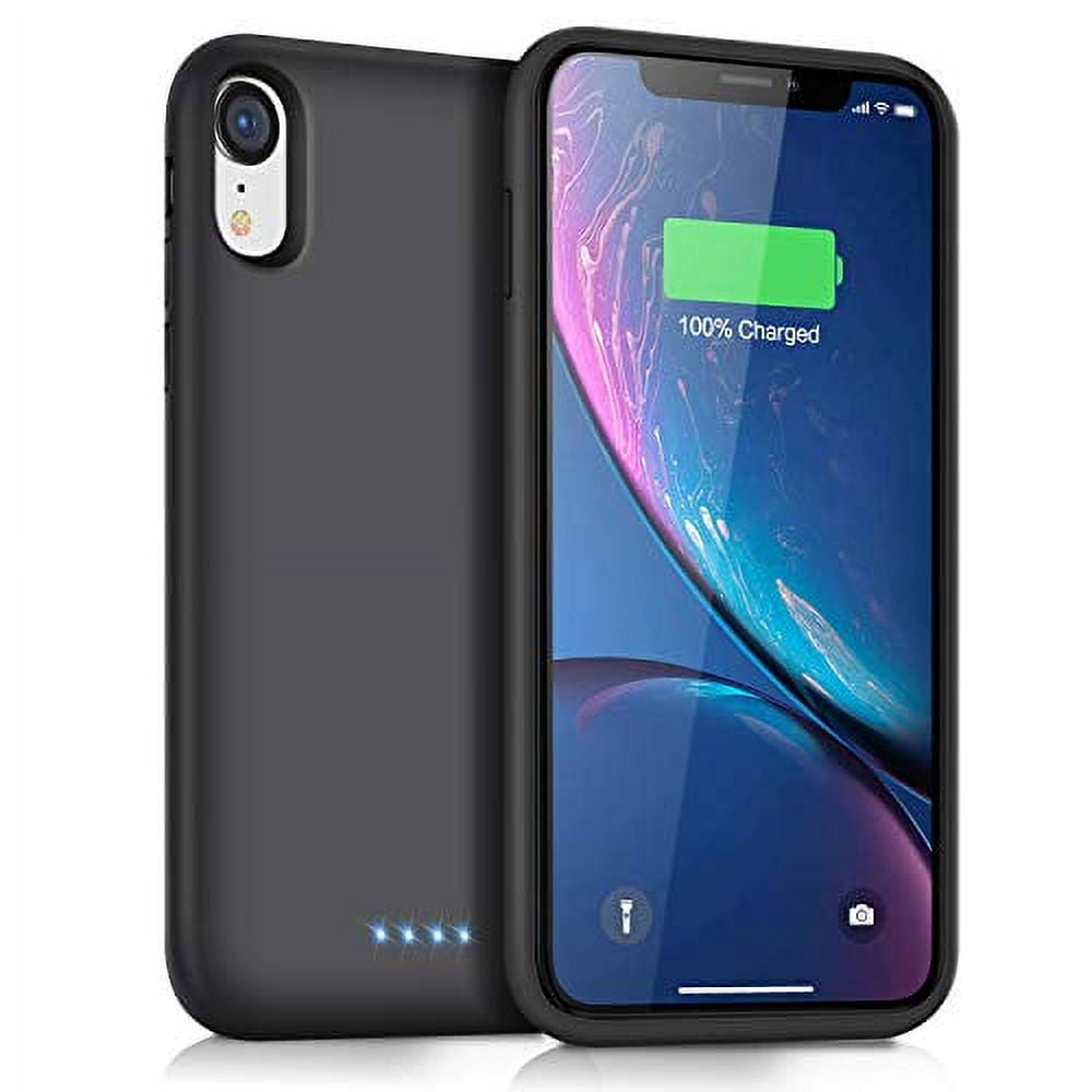 QTshine 6800mAh Battery Case for iPhone XR, Portable Charging Case with  Extended Battery Pack Black
