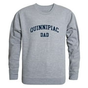 QU Quinnipiac University Bobcats Dad Fleece Crewneck Pullover Sweatshirt Heather Grey Small