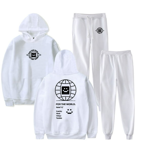 QUACKITY FOR THE WORLD Men/Women Fall Suit Hoodies Sportswear Hooded Ankle Banded Pant Two Piece Set