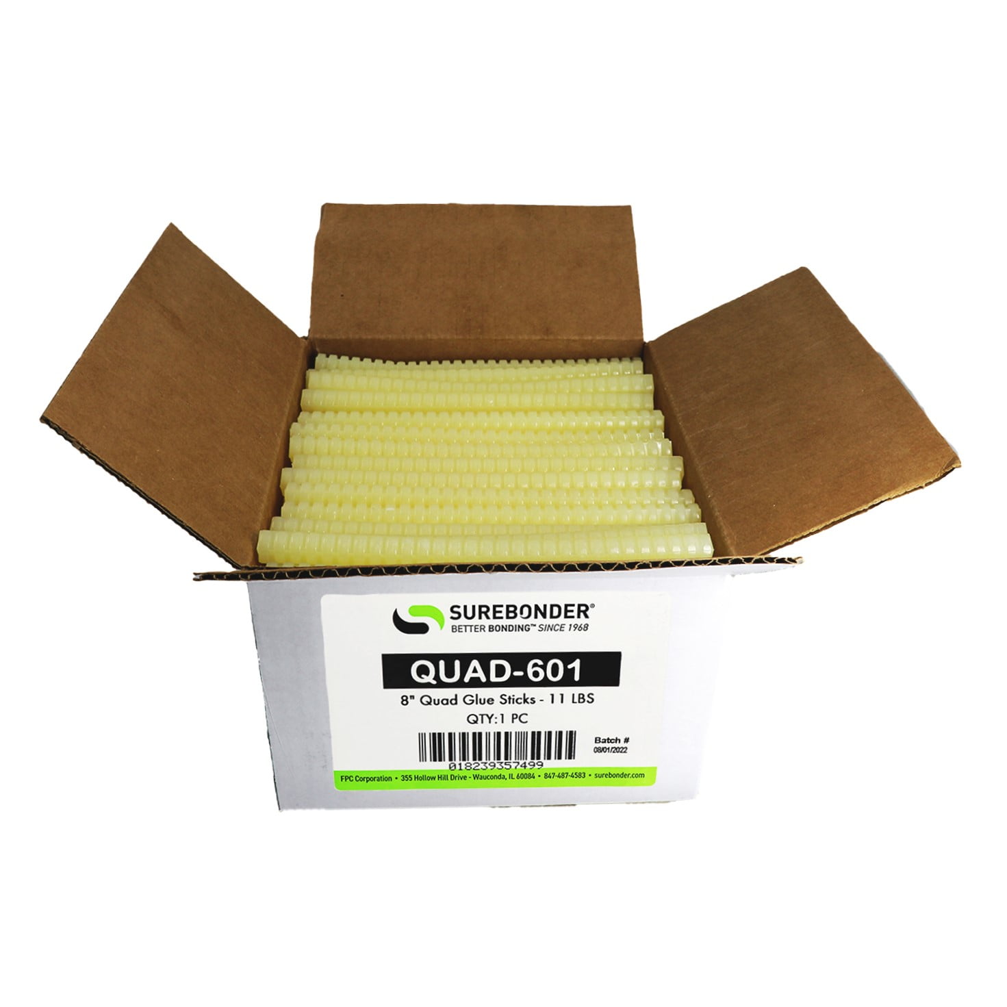 QUAD-601 Low Melt Packaging Glue Sticks for 3M™ Quadrack Glue Guns - 5/8" x 8" | 11 lb Box