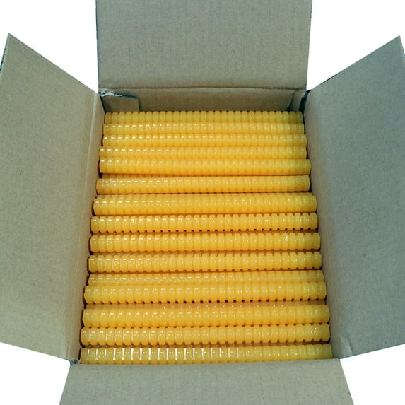 QUAD-701 High Melt Temperature Fast Set Bulk Hot Melt Glue Sticks - 8" Quad Stick - 11 lbs - Tan
