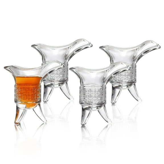 QUAFFER Soju Tequila Shot Glasses (Set of 4) – Retro Emperor Style Shot Glass - Soju Whiskey Tequila Baijiu - Perfect for Parties, Bars, Events, Home Bar