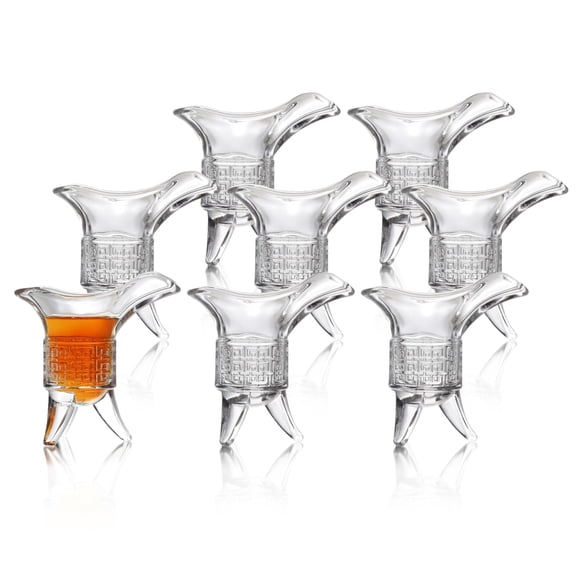 QUAFFER Soju Tequila Shot Glasses (Set of 8) – Retro Emperor Style Shot Glass - Soju Whiskey Tequila Baijiu - Perfect for Parties, Bars, Events, Home Bar