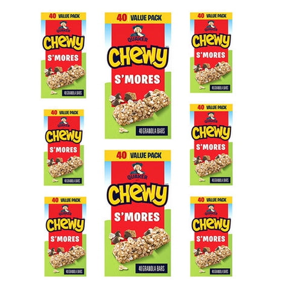 QUAKER CHEWY, S'Mores Granola Bars, 960g/33.9 oz.,(40 Count per box) (8pk) {Imported from Canada}