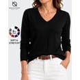 thumbnail image 1 of QUALFORT Sweaters for Women, Lightweight V Neck Long Sleeve Pullover Sweater, Soft Knit Women's Sweater Top, Black M, 1 of 7