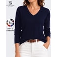 thumbnail image 1 of QUALFORT Sweaters for Women, Lightweight V Neck Long Sleeve Pullover Sweater, Soft Knit Women's Sweater Top, Navy XL, 1 of 7