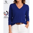 thumbnail image 1 of QUALFORT Sweaters for Women, Lightweight V Neck Long Sleeve Pullover Sweater, Soft Knit Women's Sweater Top, Royal Blue XL, 1 of 7